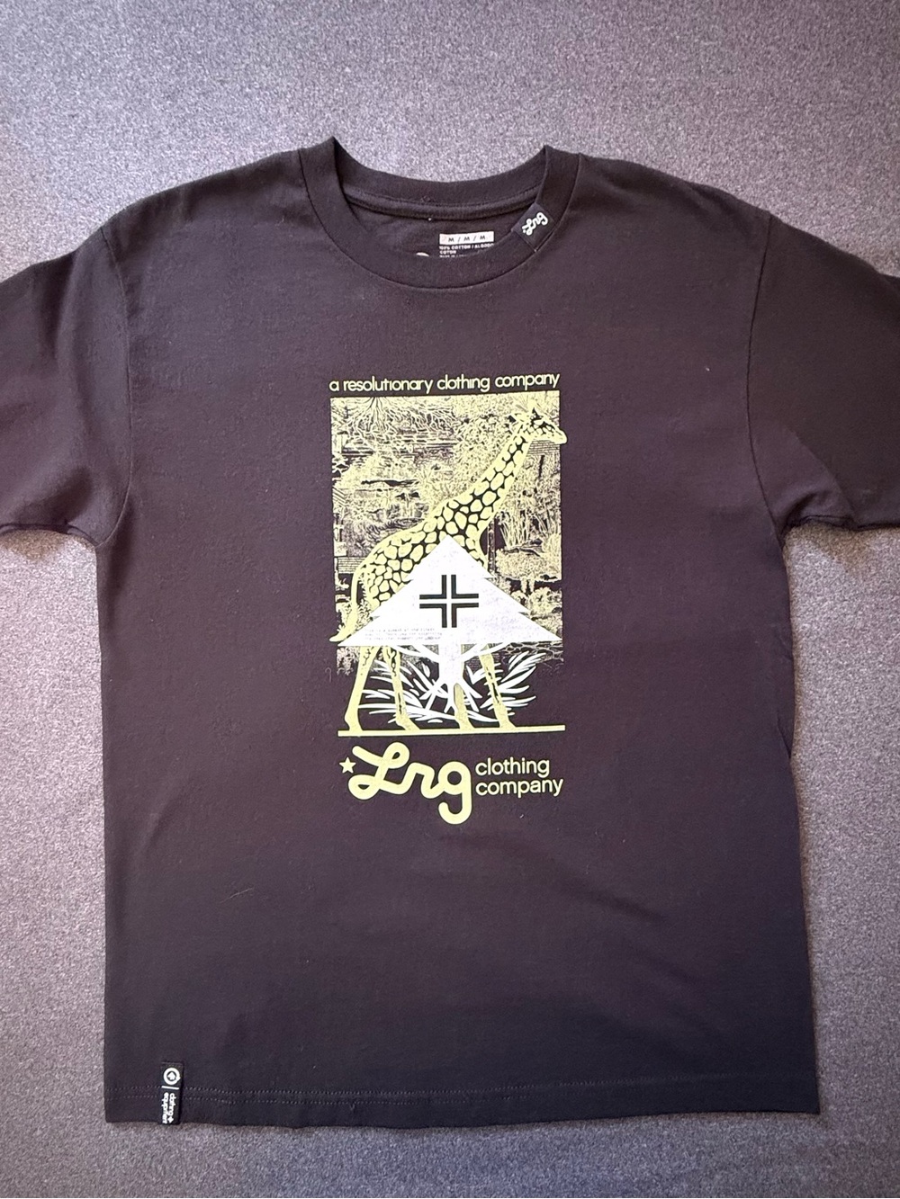 LRG Black Short Sleeve Tee with Yellow Graphic